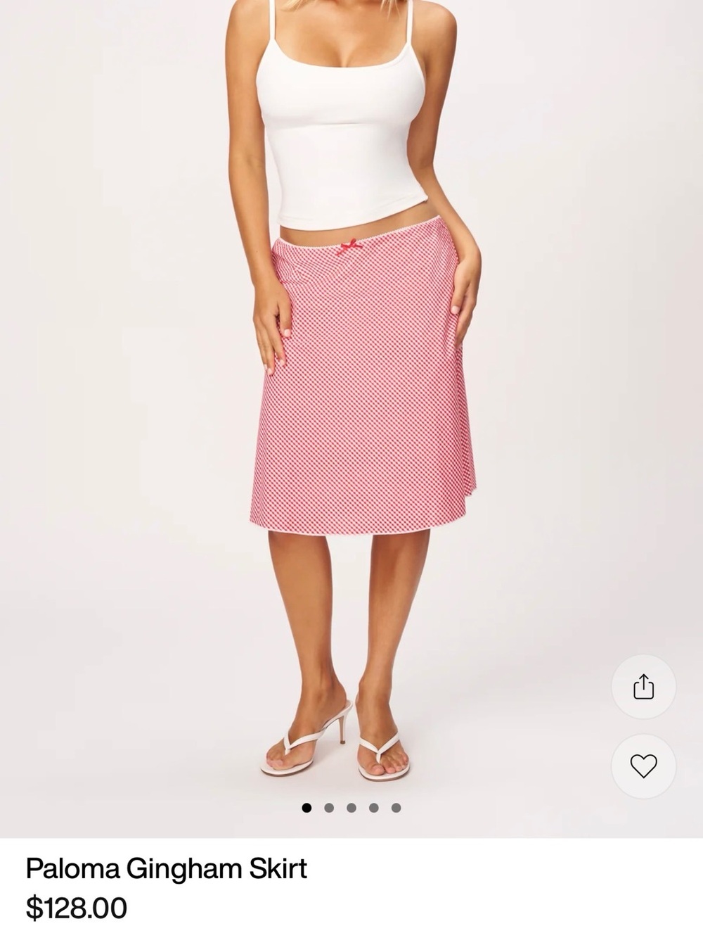 Guizio Gingham Midi Skirt in Pink in Small
